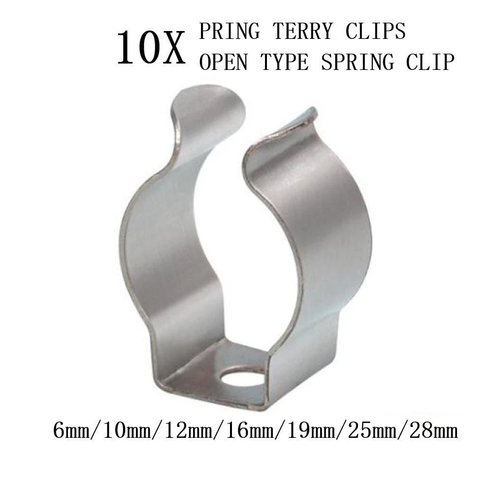 10PCS SPRING TERRY CLIPS OPEN TYPE SPRING STEEL TOOL CLIPS HEAVY DUTY PARTS SET