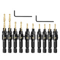 12-Piece Countersink Drill Bit Set Smooth Chamfer Bits for Soft Metals 1/4" Hex