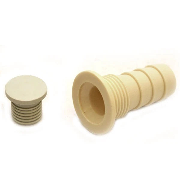 Scout Boat Drain with Plug - 3/4 Inch Plastic Off-White