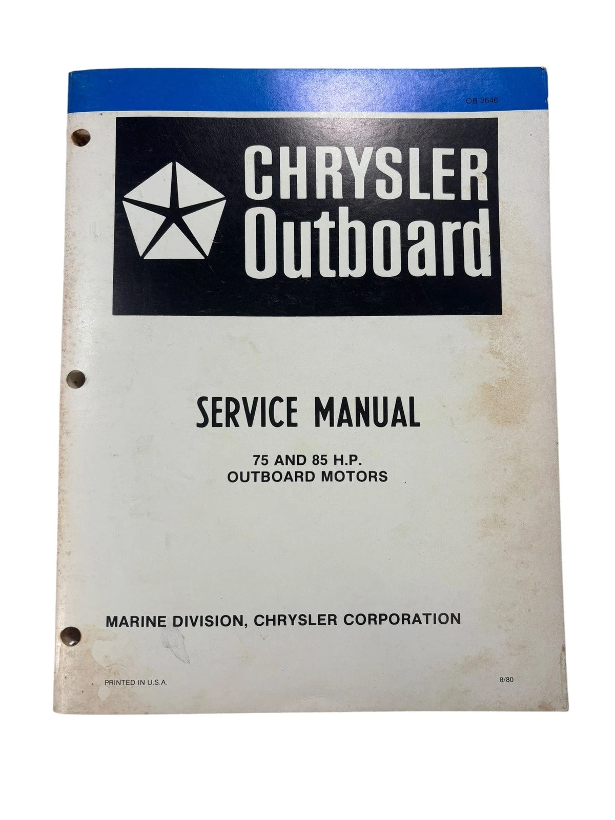 Chrysler Outboards OB3646, 75/85 HP Outboard Motors Service Manual