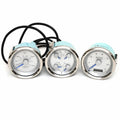 Boat Tachometer Speedometer Gauge Set - Silver Blue 3 1/4 Inch (3 PC)