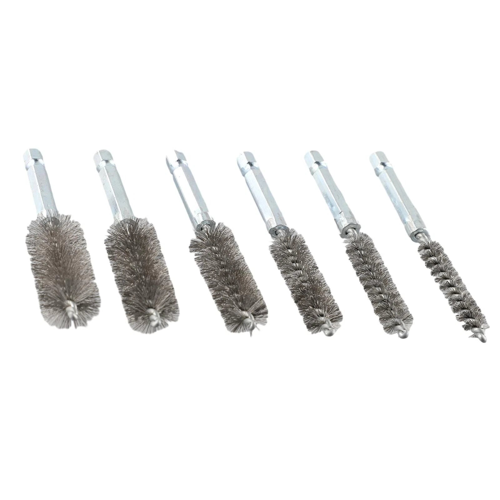 6 Pieces Stainless-Stee L Electric Drilling Brushes Wire Pipe Brush Hexagonal Rod