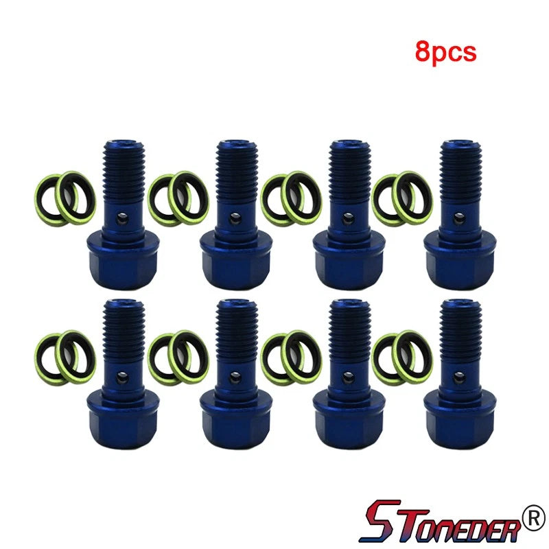 STONEDER 8pcs M10x1.25 Motorcycle Brake Oil Cooler Banjo Bolt