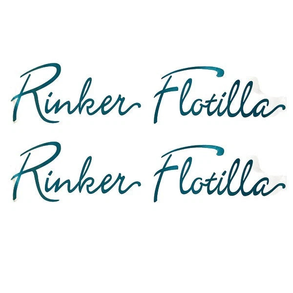 Rinker Flotilla Boat Model Decals - Teal Stickers (pair)