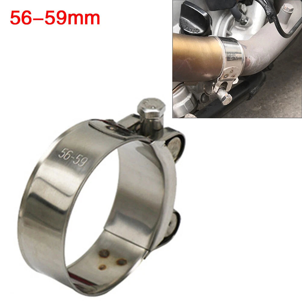1PCS Motorcycle Exhaust Pipe Clamp 59mm Stainless Steel Muffler Fixed Caliper