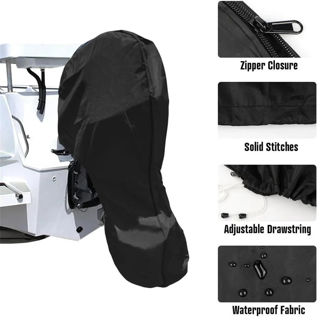 150 - 225HP Boat Outboard Motor Engine Cover Black Universal Trailerable