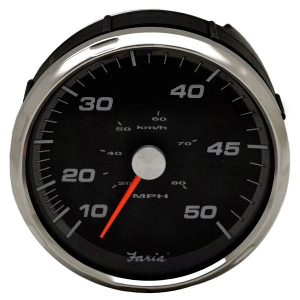 Faria Boat Speedometer Gauge SEK631A - 4 1/4 Inch Silver Black