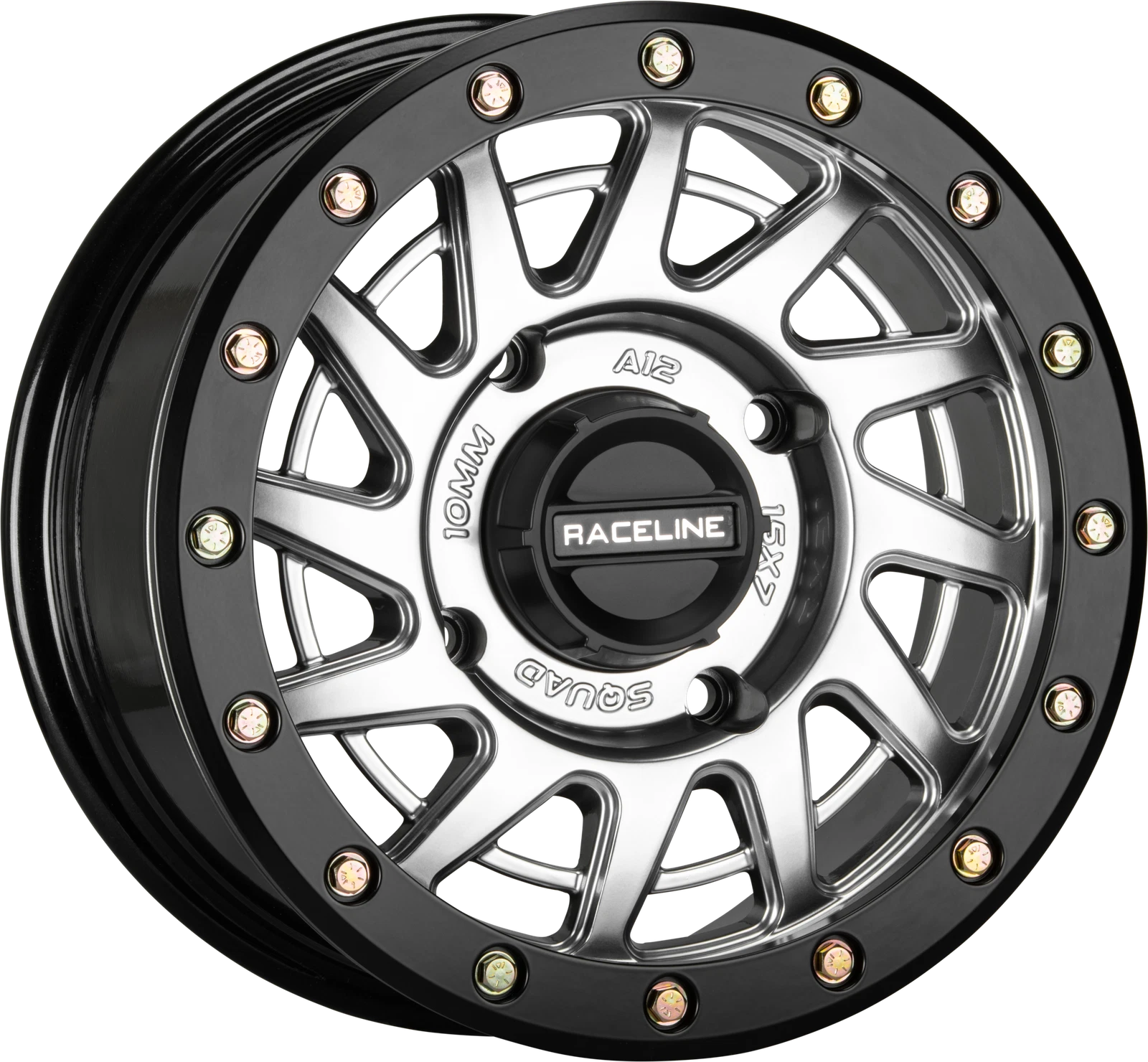 Raceline Squad Beadlock Wheel 15x7 4/137 5+2 Hyper Silver for UTVs