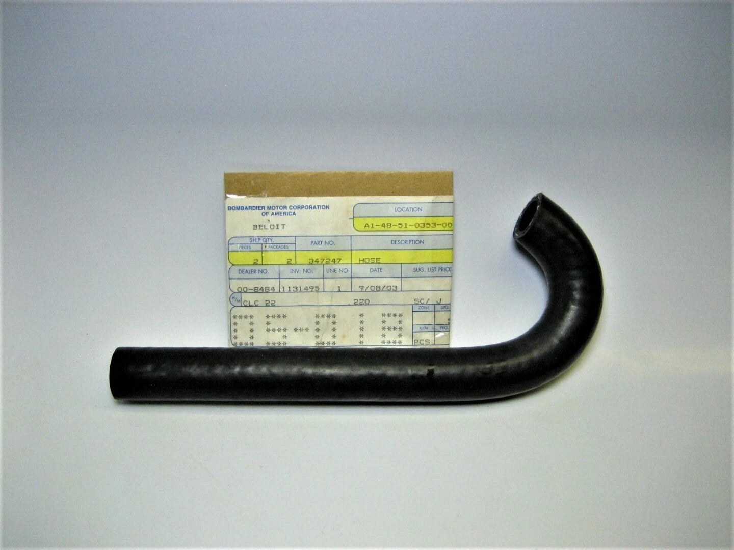 OMC 347247 OEM Evinrude Johnson Cylinder Head to Valve Guide Hose Tube