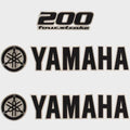Yamaha Boat Cowling Decals - 200 Four Stroke Black - Silver Stickers (kit)