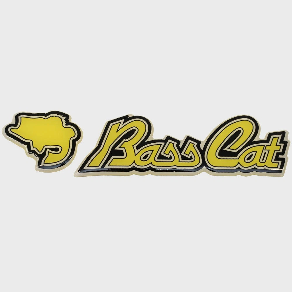 Bass CAT Boat Raised Brand Decal LH7061 - Yellow Logo Sticker