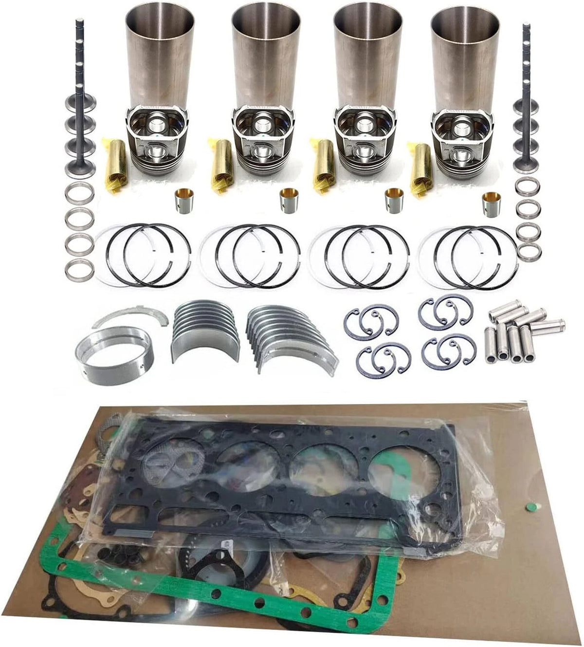 V1302 Overhaul Rebuild Kit with Valve & Head Gasket for Kubota Engine