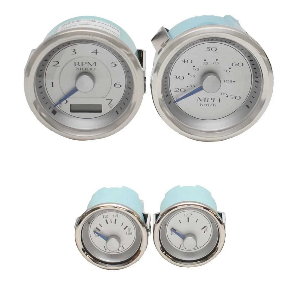 VeeThree Boat Gauge Set - Metallic Silver Blue (set of 4)