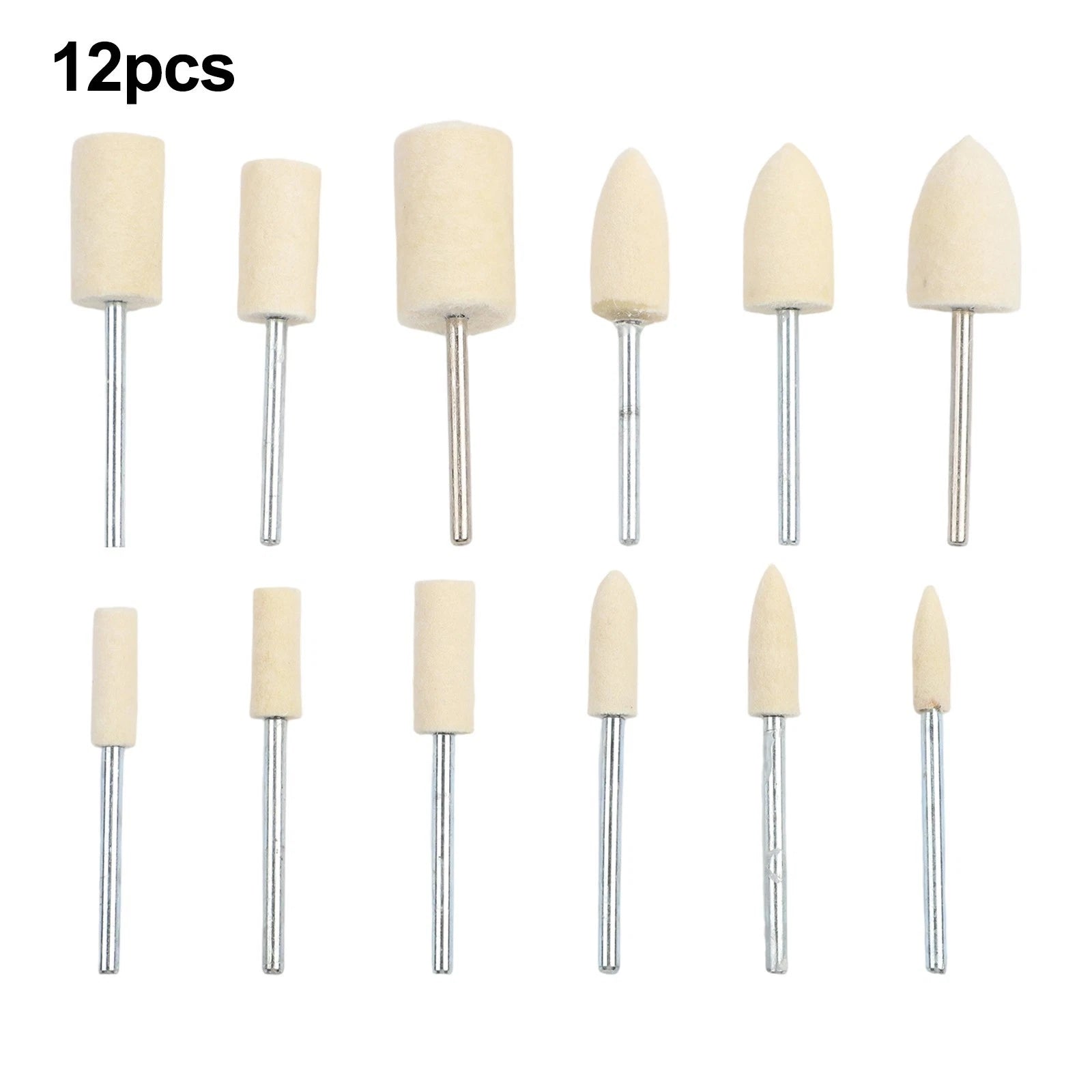 12 Wool Grinding Head Set for Rotary Tools Use on Glass Metal and Jade