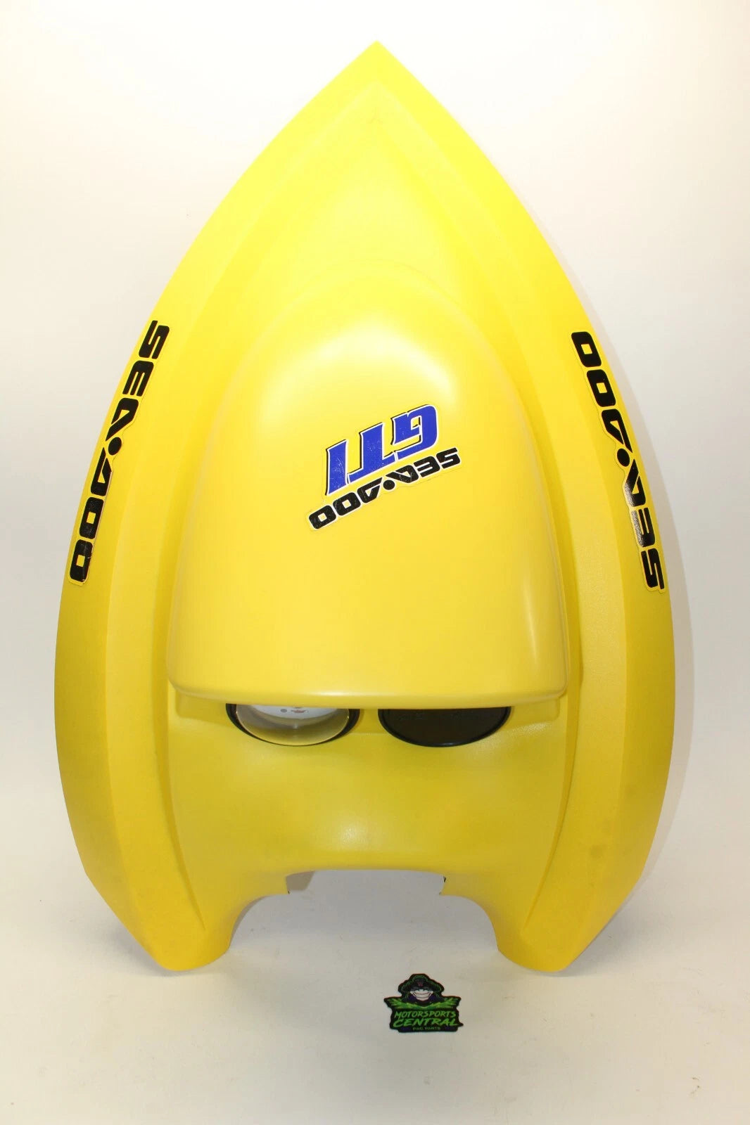 05 SEADOO GTI YELLOW FRONT STORAGE HOOD COVER VISOR LID COMPLETE with GAUGE HINGE