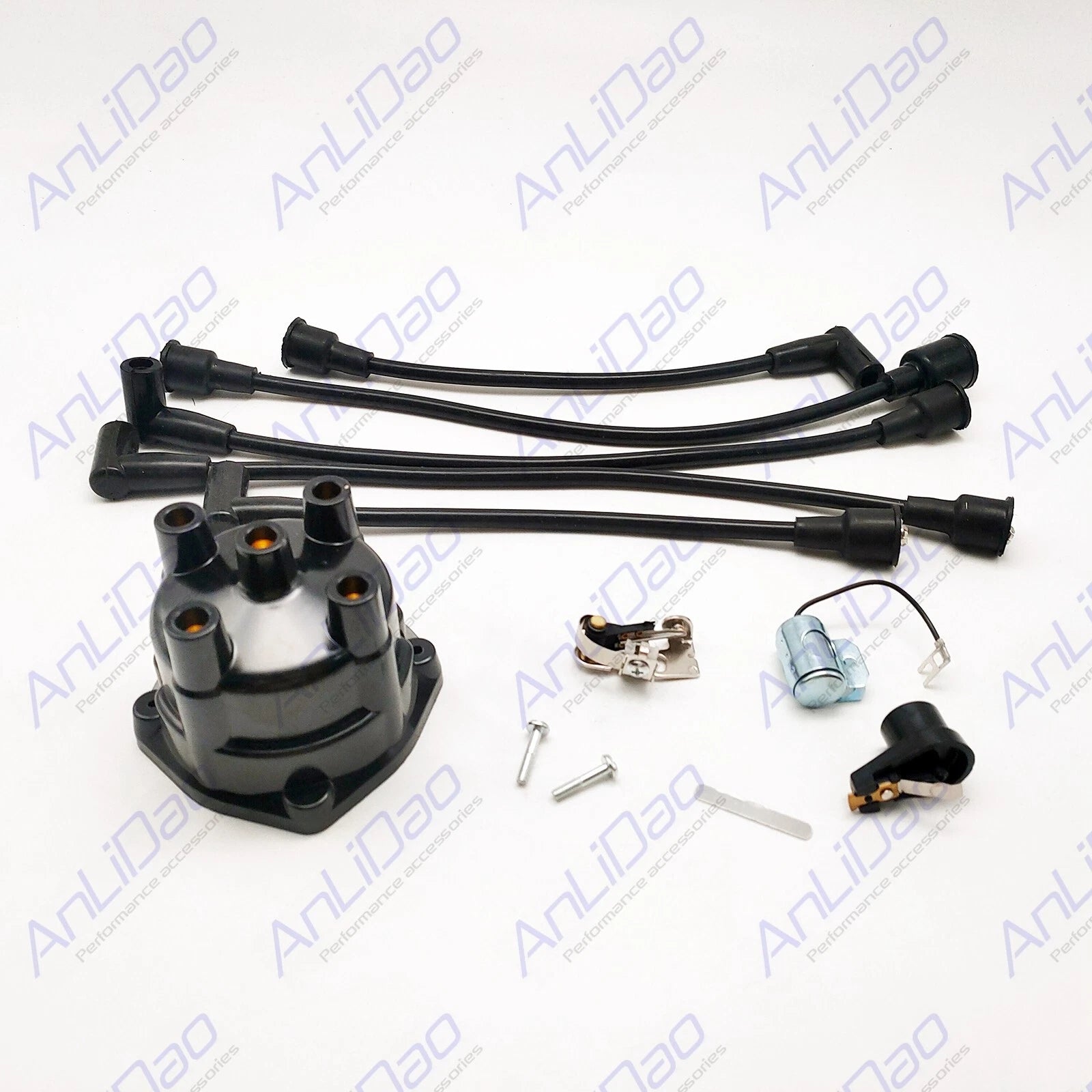 Fit Mercruiser 4 Cyl 3.0L 2.5 Points Distributor Ignition Wire Cap Rotor Kit