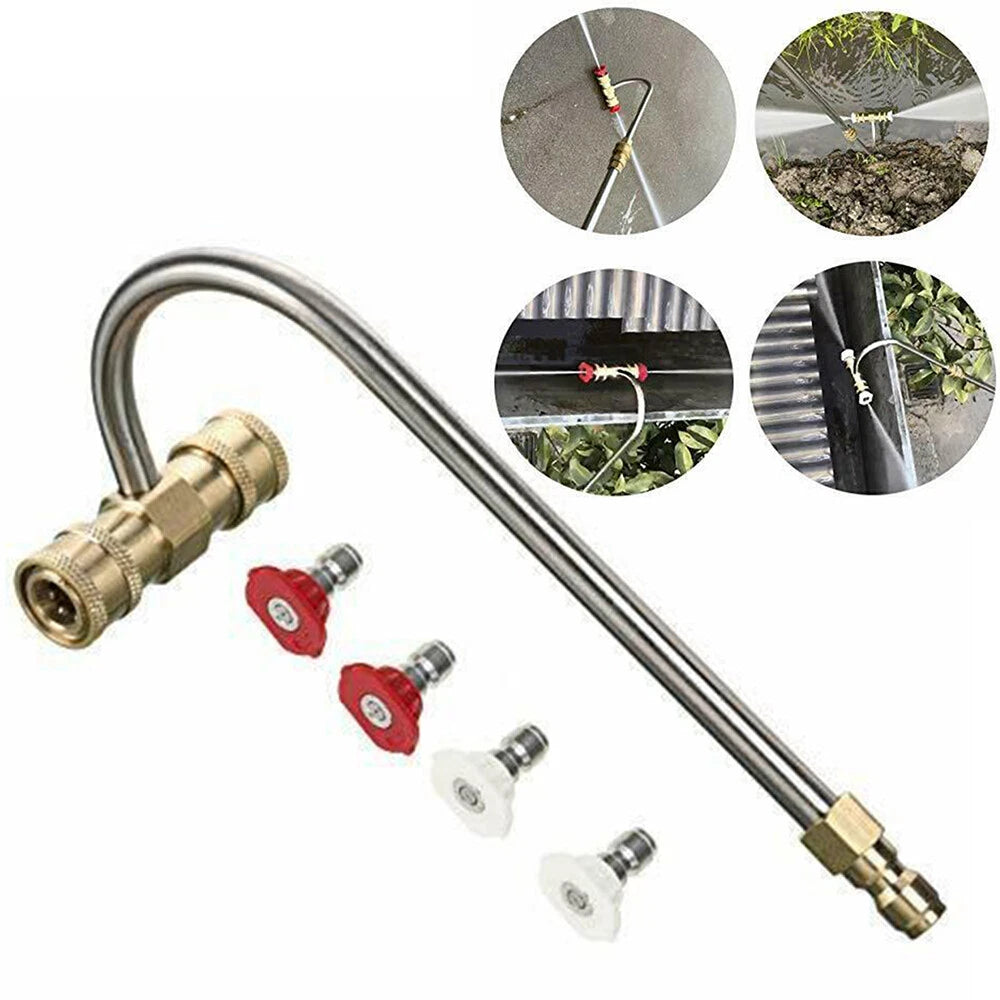 Gutter Cleaner Attachment for Pressure Washer with 4 Nozzles Tips 1/4" Accessory