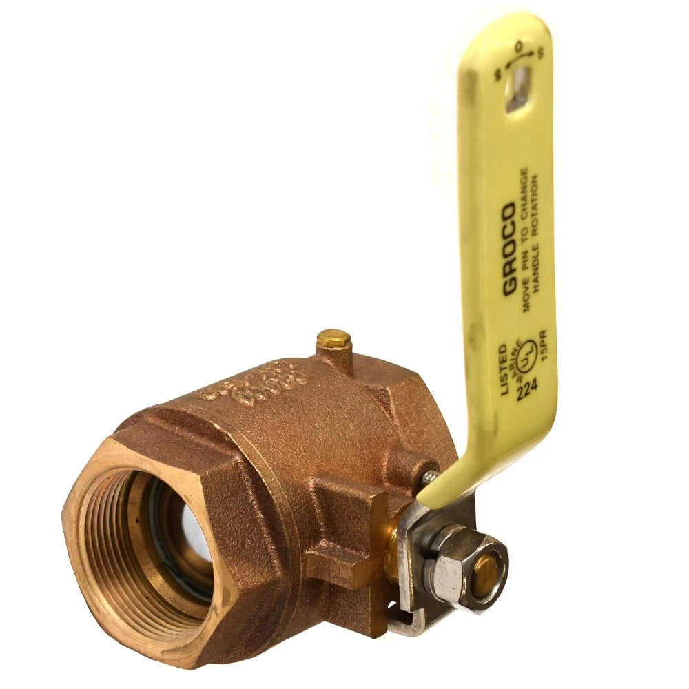 Groco Boat Inline Ball Valve IBV-1500 - 1 1/2 NPT Bronze