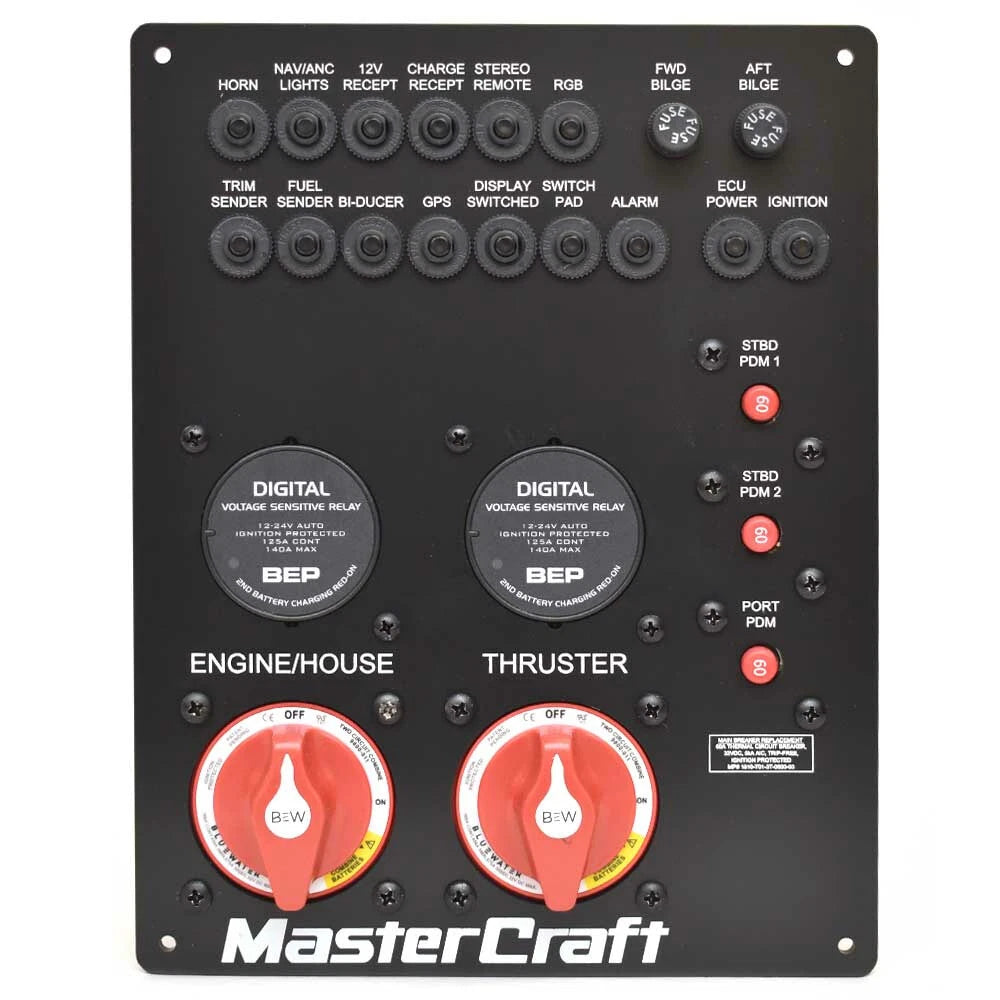 MasterCraft Boat 2 Battery Breaker Panel 501247 - X22/24 Black 12V