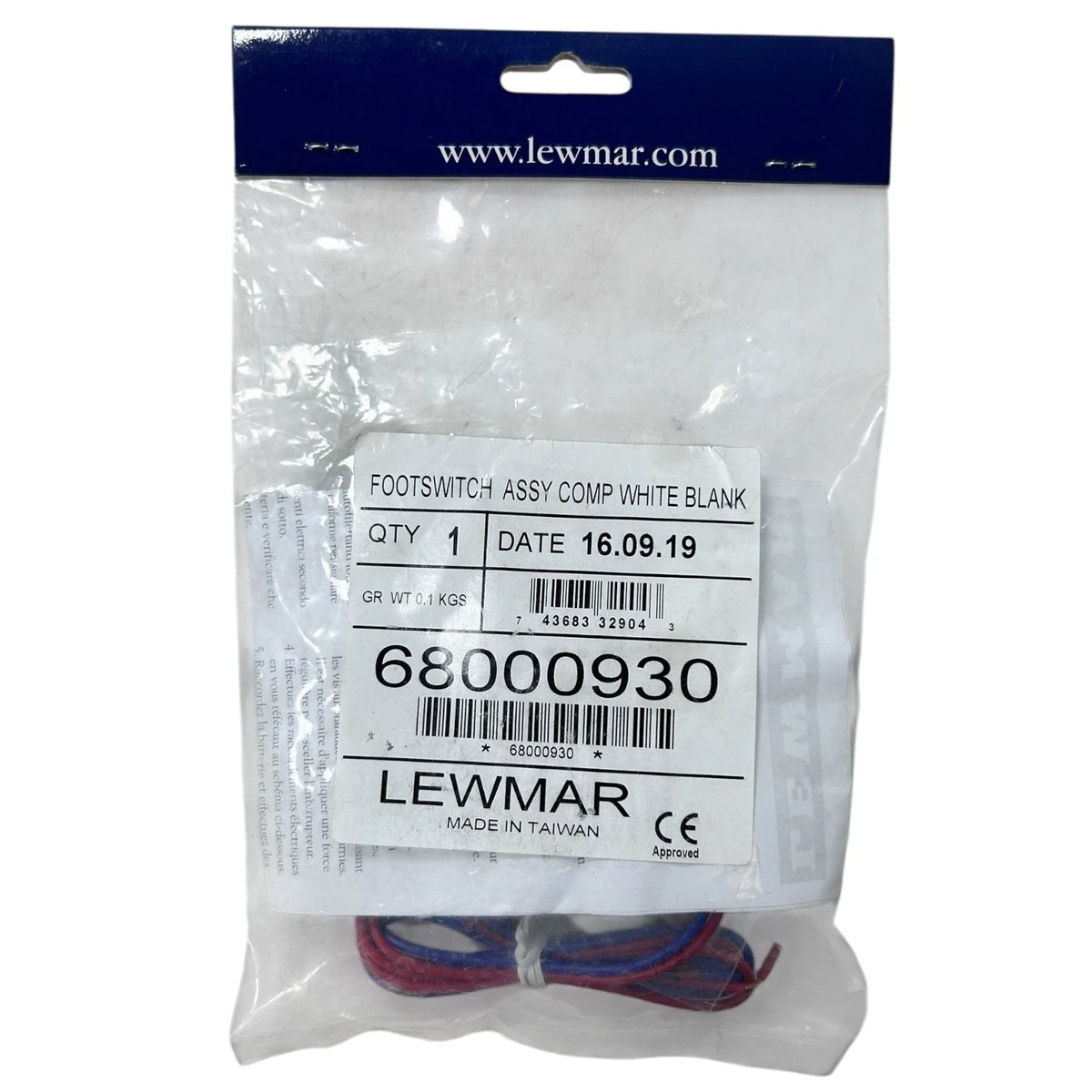 Lewmar 68000930, Marine White Deck Foot Switch Assembly 12-24V, OEM
