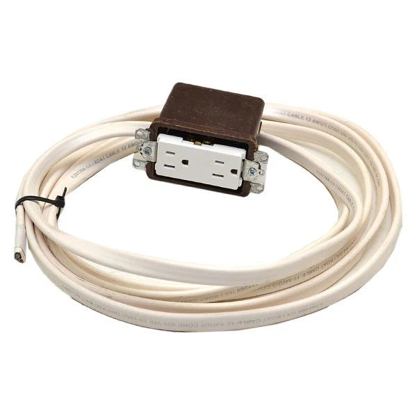 Boat Electrical Hook Up Cord with Outlet Box - 13 FT 12/3 AWG White