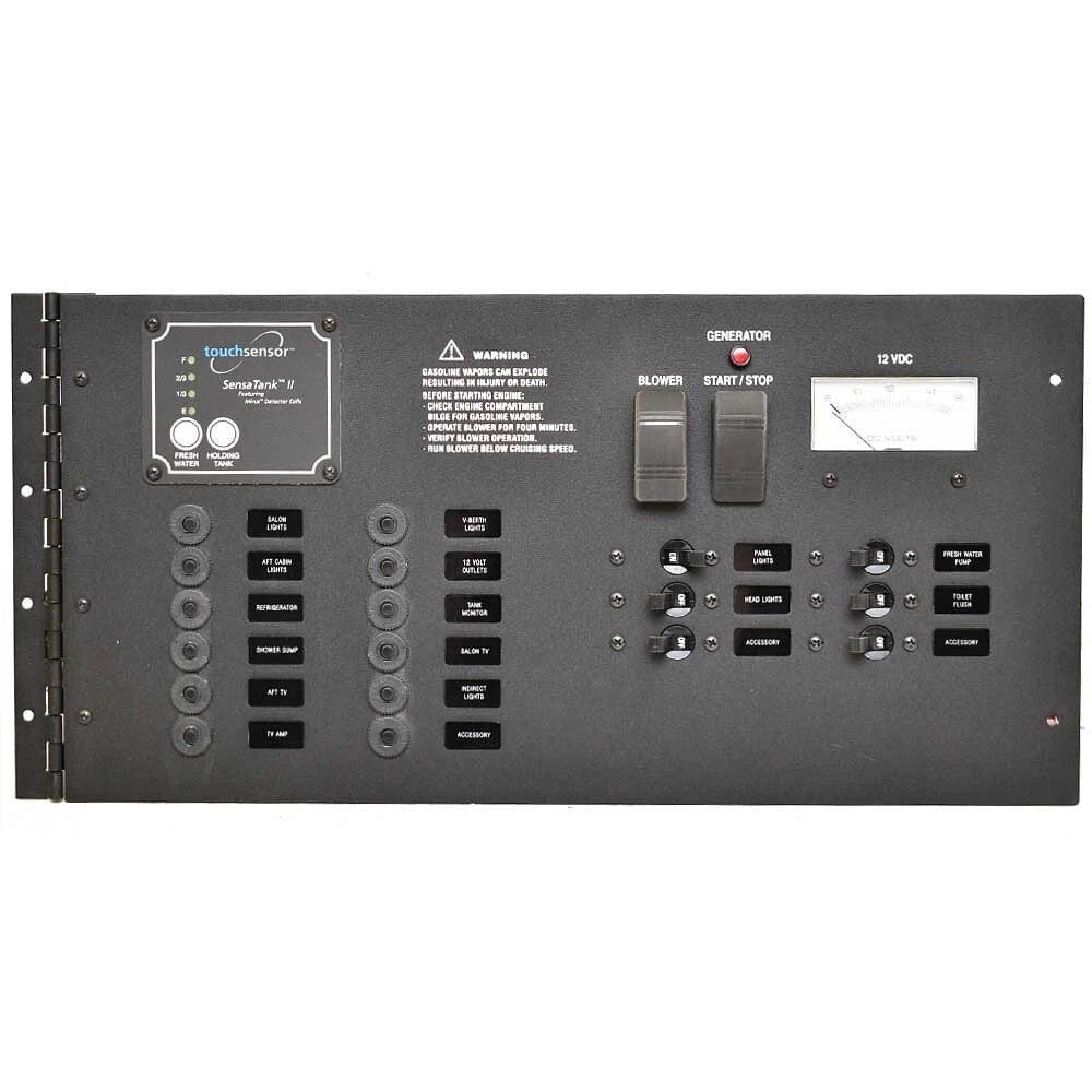 Rinker Boat Breaker Switch Panel - 18 7/8 X 9 Inch Black Aluminum