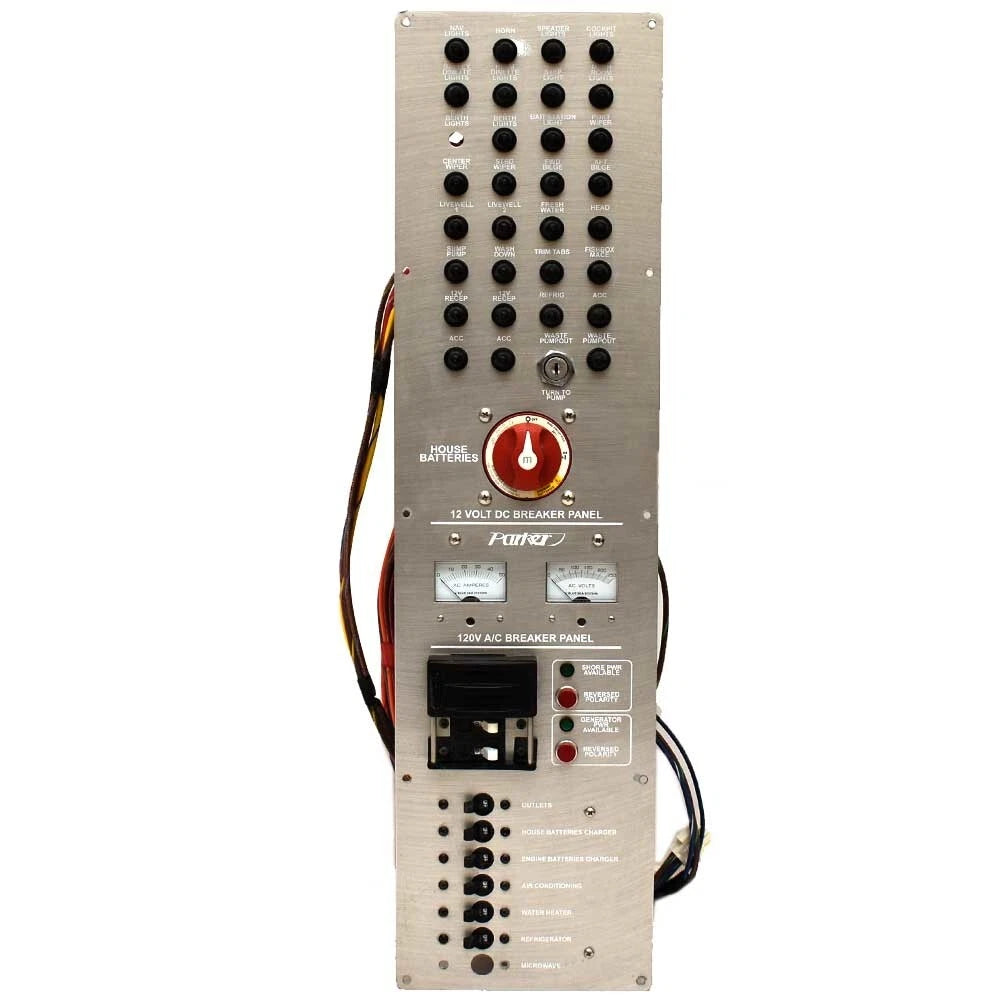 Parker Boat Breaker Switch Panel - 26 1/4 X 7 Inch Silver Aluminum