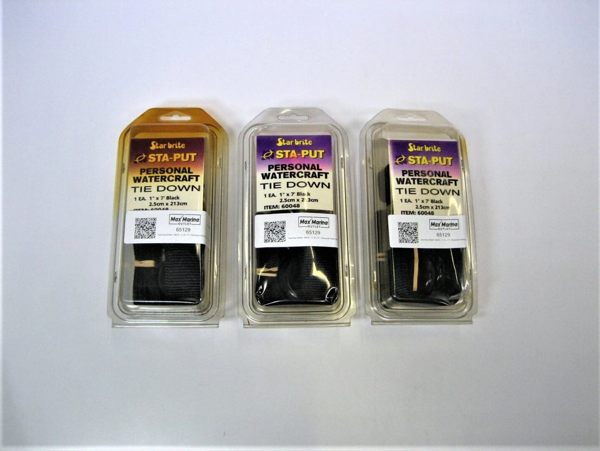 StarBrite 60048 3 Pack - 1" W X 7' L Personal Watercraft Black Tie Down Straps