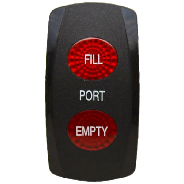 Carling Boat Rocker Switch Cover - FILL - PORT - EMPTY Black Actuator