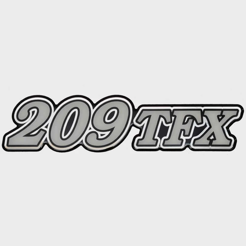 Bass CAT Boat Raised Emblem Decal - 209TFX Silver White Sticker 11 1/4 Inch