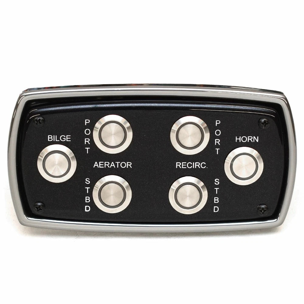 Tracker Boat Push Button Switch Panel 304254 - LED Black - Silver