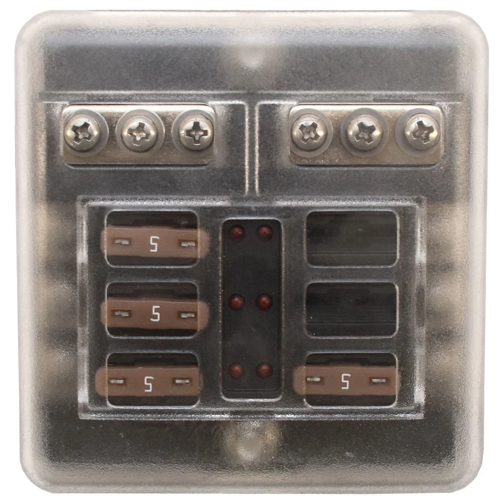 Bluewater Marine Boat Fuse Block 3200-0001-006 - 6-Position with LEDs