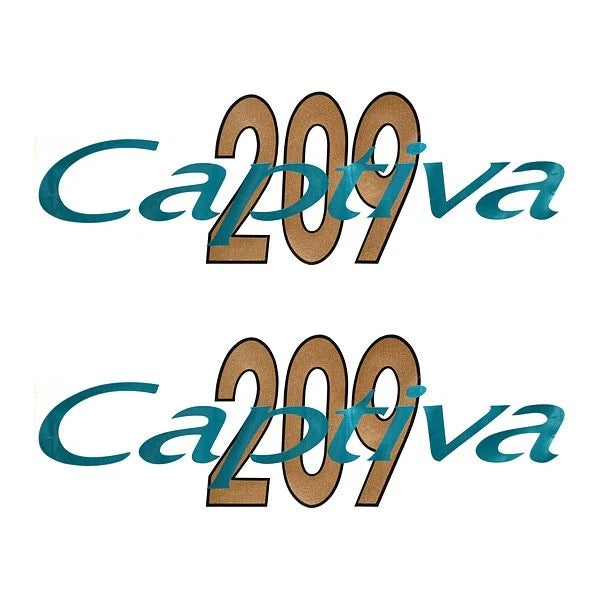 Rinker Boat Decals - Captiva 209 Gold Teal Stickers (pair)