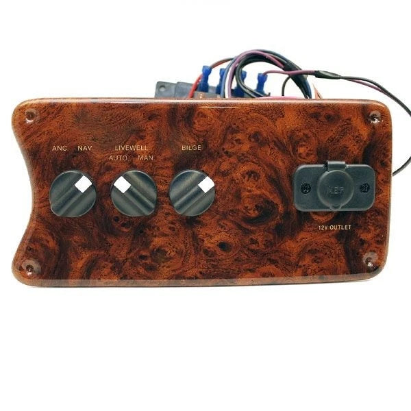 Sun Tracker Pontoon Boat Switch Panel 47821 - Woodgrain 10 X 5 Inch