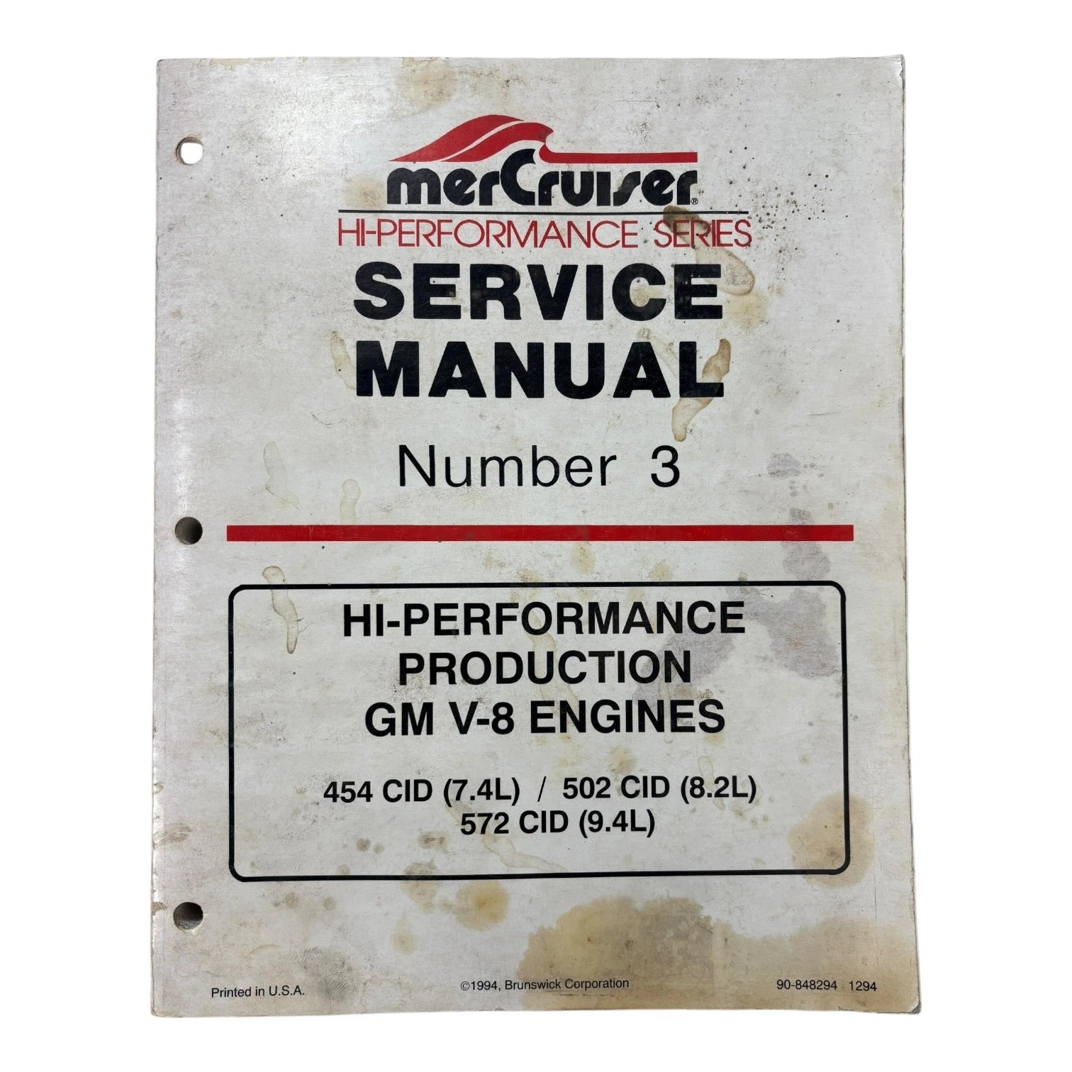 MerCruiser Hi-Performance 90-848294, GM V-8 Engines Service Manual #3 (1994)