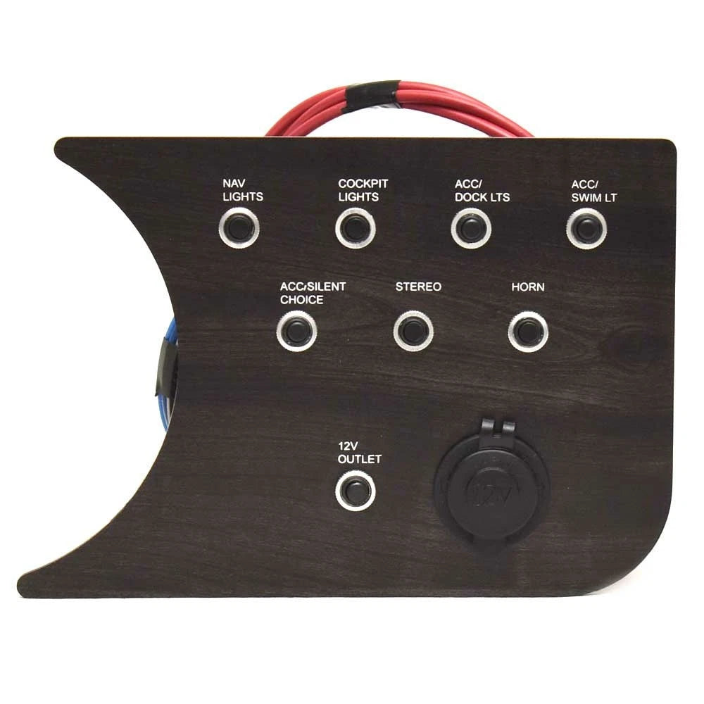 Boat Complete Breaker Panel - Plastic Woodgrain 8 1/8 X 5 3/4 Inch