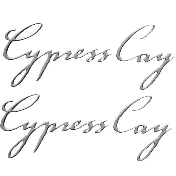 Cypress Cay Boat Logo Emblem Decals - Gray Stickers (pair)
