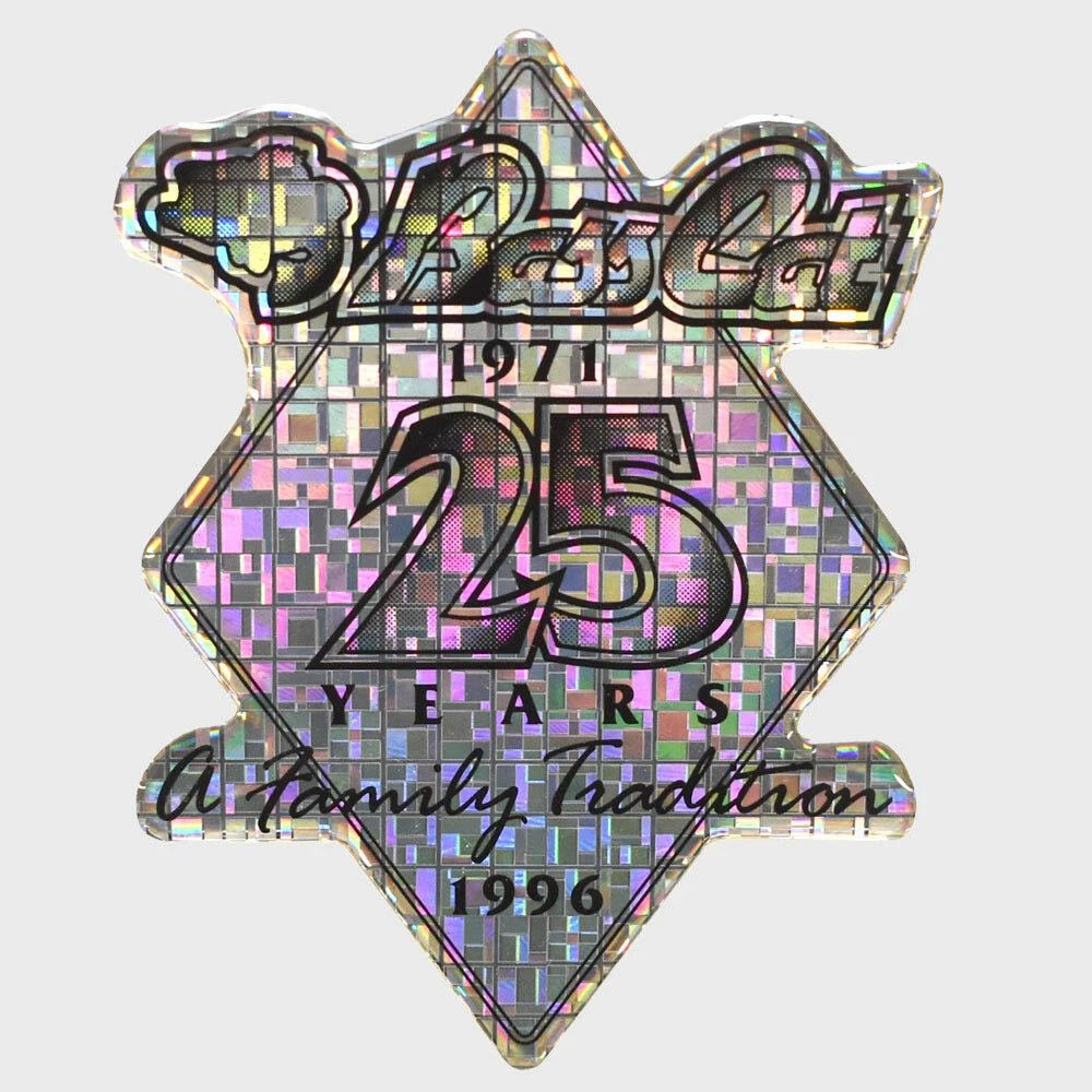 Bass CAT Boat Raised Emblem Decal - Holographic Silver 25 Year Sticker
