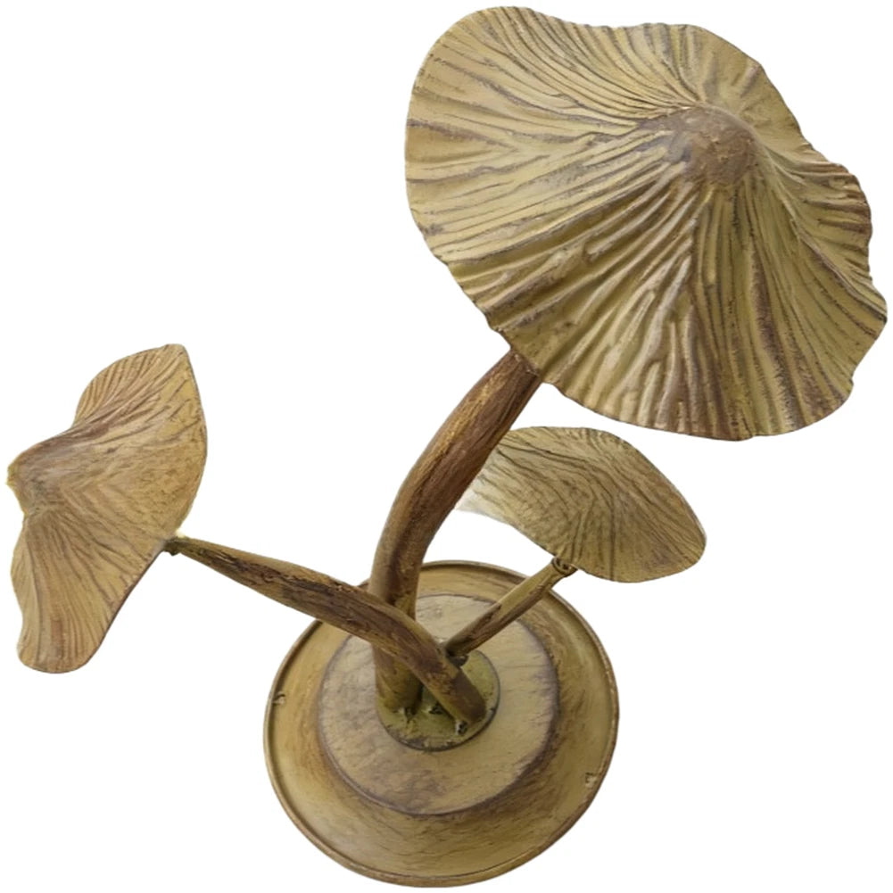 Rustic Style Metal Garden Mushroom Decor with Base for Outdoor Yard or Patio