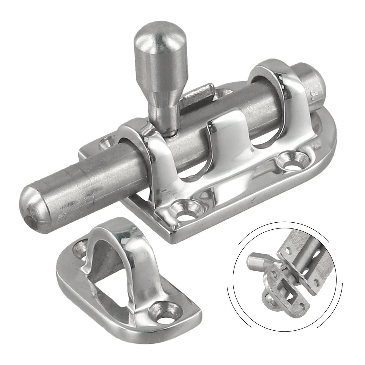 Marine Boat Door Glass Lock Latch Slide Bolt Clasp 60mm Polished Finish
