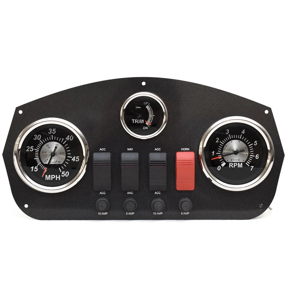 Lowe Boat Gauge Panel 2282008 - Fish and Cruise Black with Switches