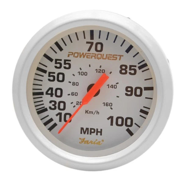 Faria Boat Speedometer SE9608A - PowerQuest 100 MPH 3 1/4 Inch White