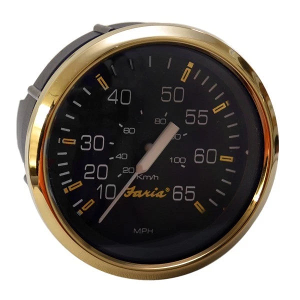 Faria Boat Speedometer Gauge SE9311A - Pontoon 65 MPH Gold
