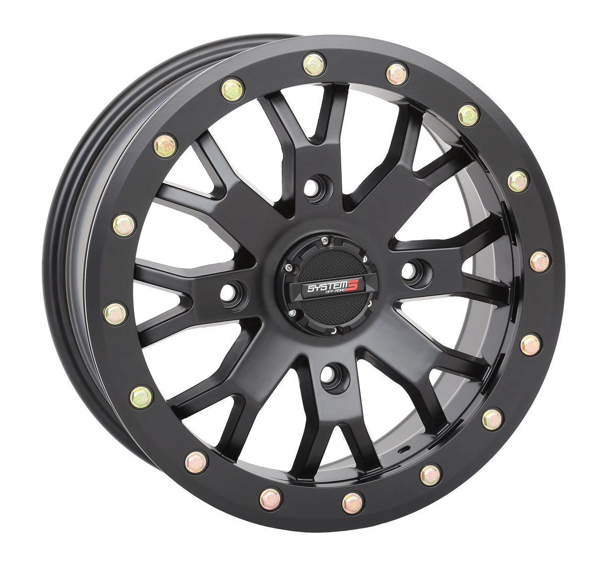 SYSTEM 3 SB4 Bl Wheel 14x7 +15mm Beadlock Matte Black for ATV/UTV 4/137