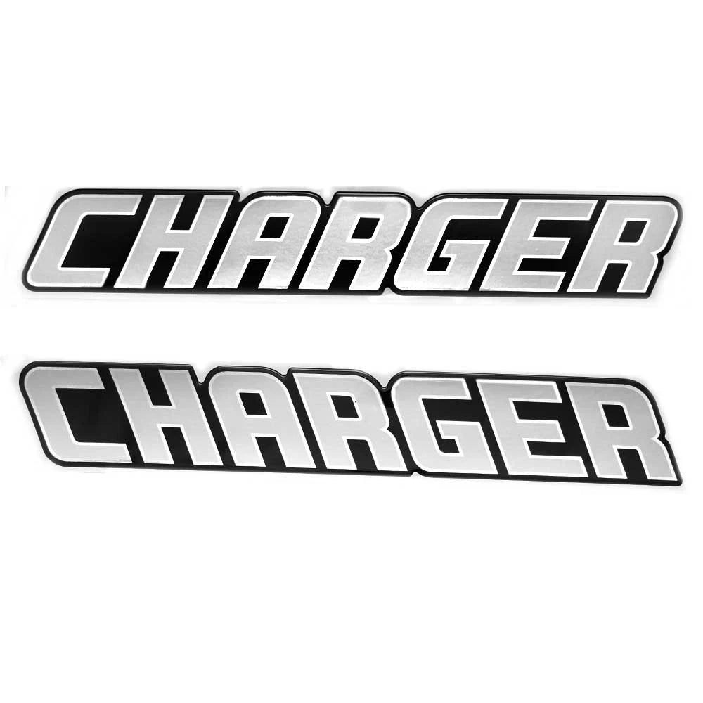 Charger Boat Raised Decals U14253-01 - Silver Logo Stickers (set of 2)