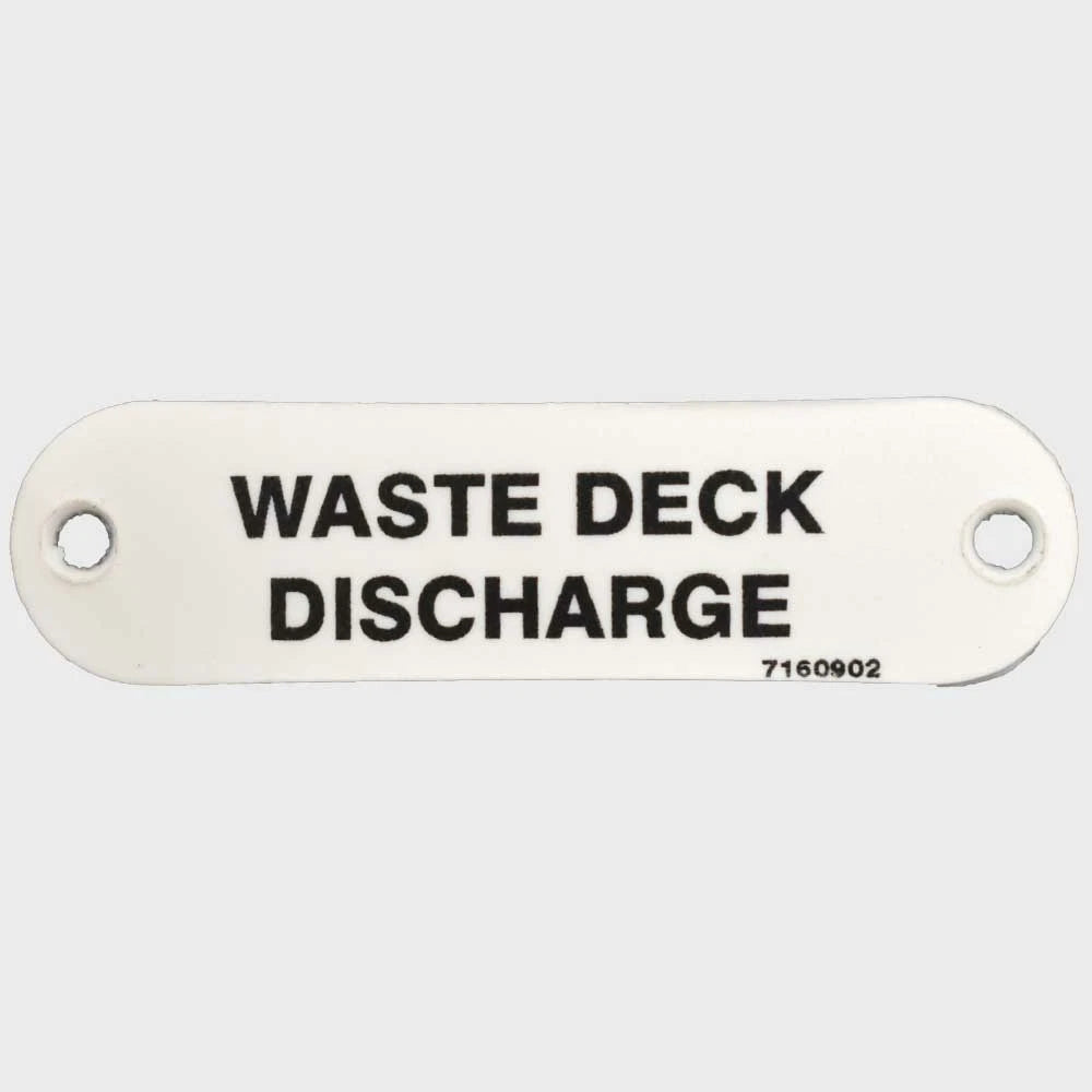 Marquis Boat Label Tag 7160902 - Waste Deck Discharge White Plastic