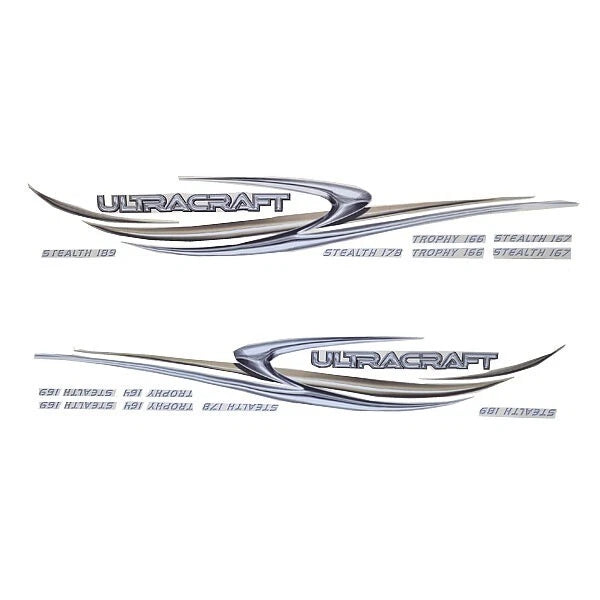 Ultracraft Boat Decals - Stealth - Trophy Logo Stickers (kit)
