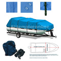 Premium Trailerable Pontoon Boat Cover Blue Fits 17' -20' L Breathable Durable