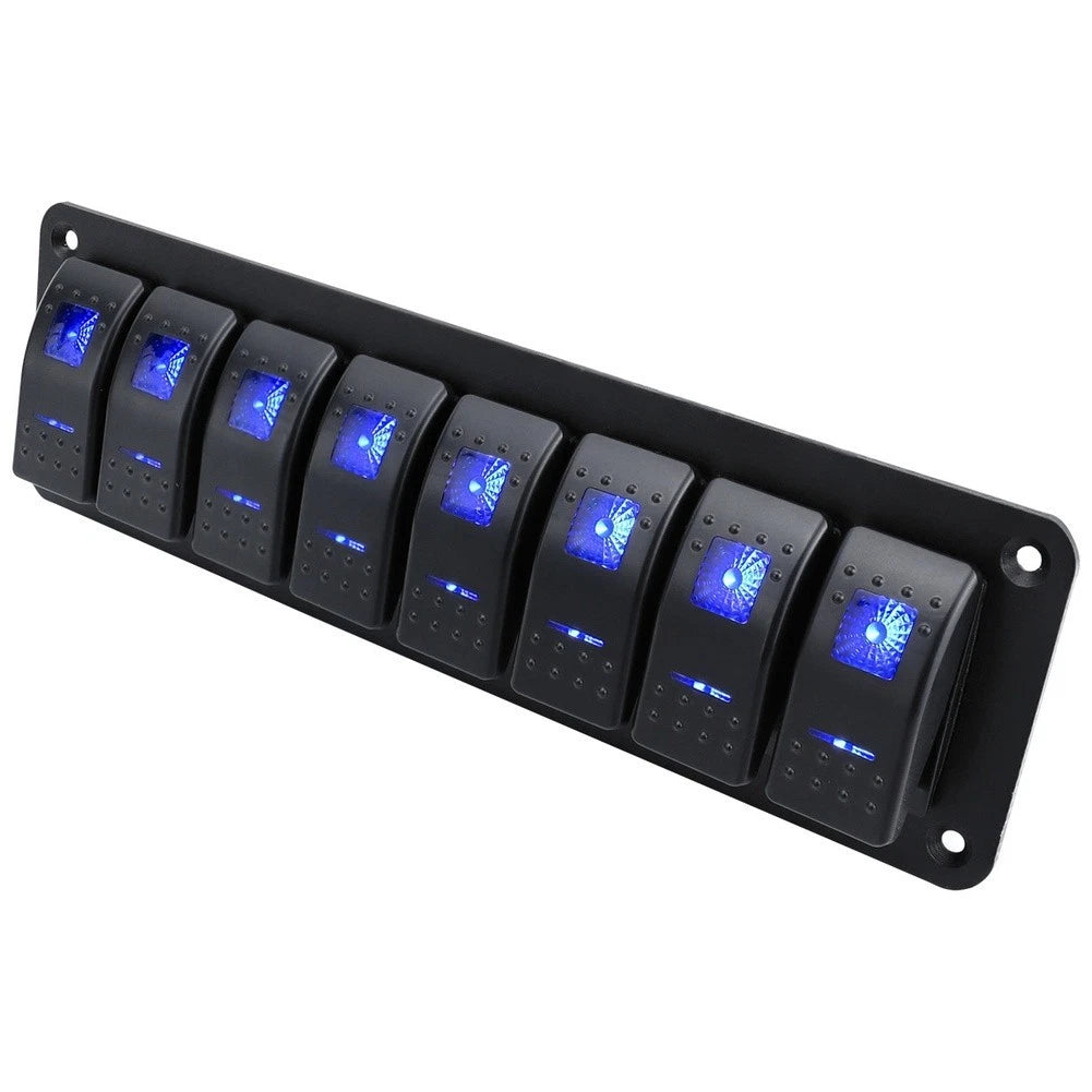 Switch Panel Blue LED Rocker for 2 to 8 Position for Marine Car Boat RV DC 12V
