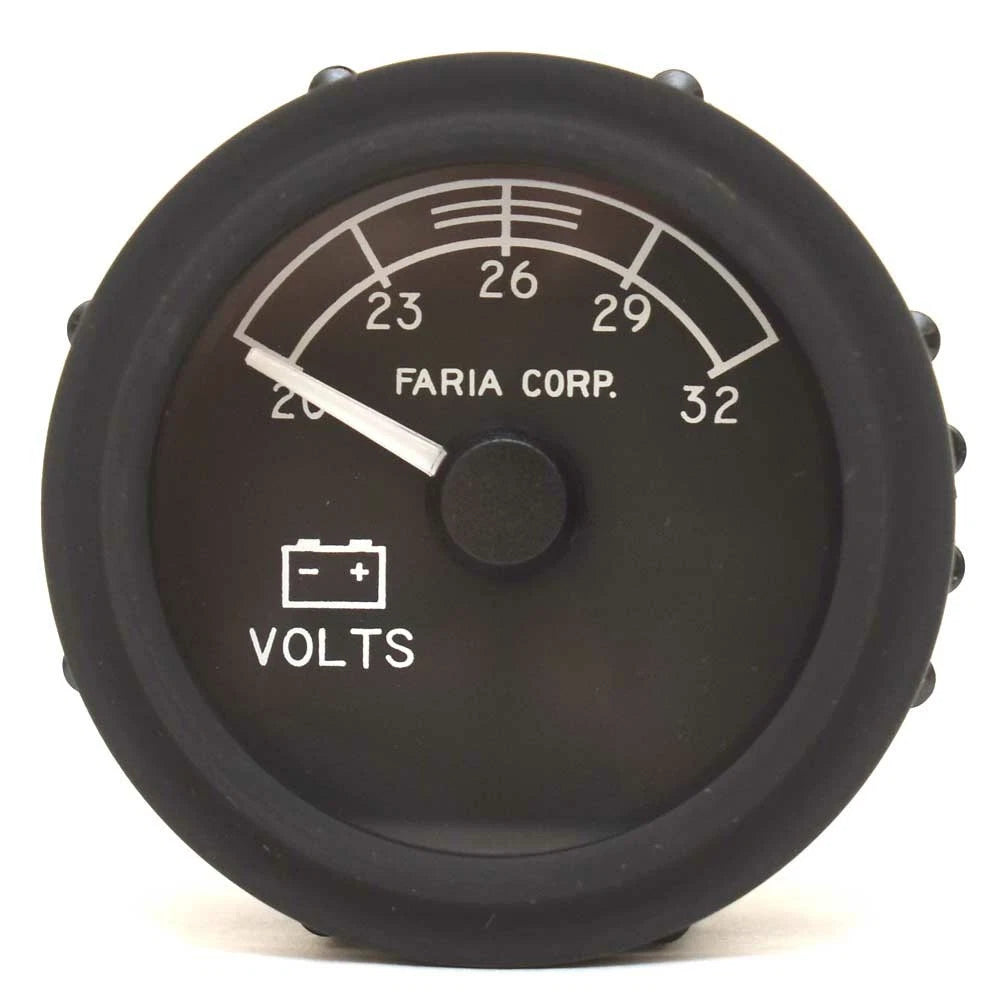 Faria Beede Boat Voltmeter Gauge GEM008A - 2 Inch 20-32V Black